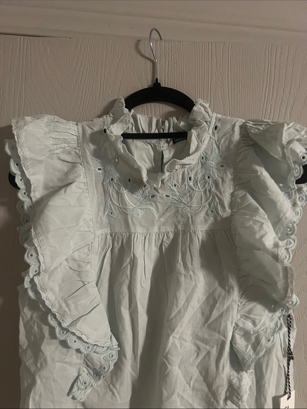 St. Roche 100% Organic Cotton Mint Green Eyelet Ruffle Top Size 2 - Picture 4 of 11
